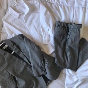 Toddler boys grey suit and white button down shirt